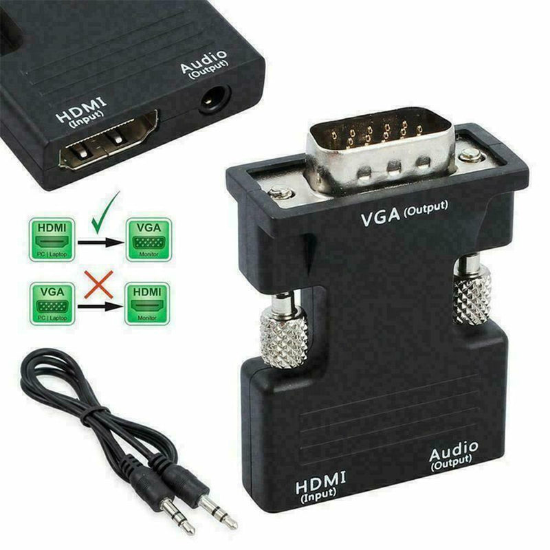 1080P HDMI Female to VGA Male with Audio Output Cable Adapter HOT Converter F0G9