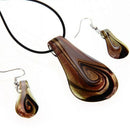 Murano Drop Pendant Necklace Earring coffee Z1L6