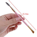 Pro makeup tools wooden handle double eyebrow brush + eyebrow comb brus â„–[