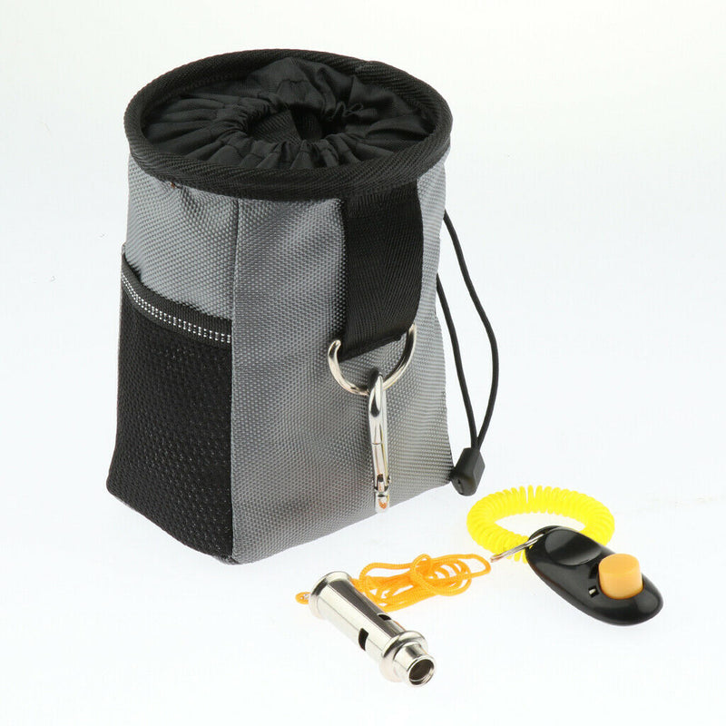 2pcs Dog Treat Bag Pet Training Snack Pouch Dog Walking Feed  Black/Gray