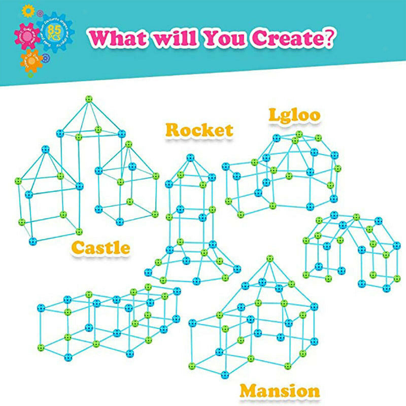 Fort Building Kits Builders Play Balls & Sticks Cave Puzzle Toys Builders