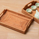 Rattan Woven Storage Fruit Basket Candy Snack Snack Plate Cutlery Tray With