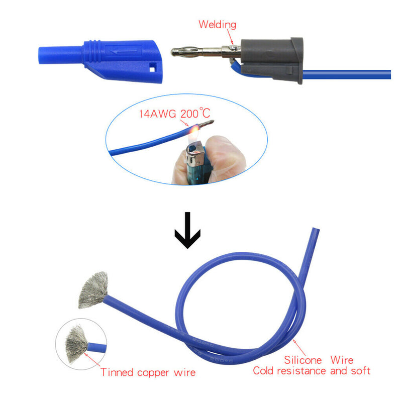 Pack of 5Pcs 4mm Stackable Banana Plug Wire Silicone Test Cable Lead for