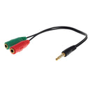 8in Black 3.5Mm Female Headset With Dual Male Audio Splitter Connector