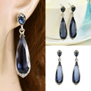 1 Pair Charm Crystal Long Dangle Earrings Blue Water Drop Earrings Women Gifts