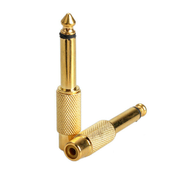 2pcs 6.35mm 1/4inch Male Mono Plug To RCA Female Audio Adapter Connector A
