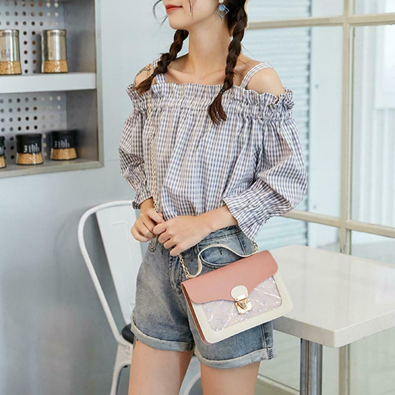 Cute Stars Pattern Shoulder Handbags Women Small Crossbody Bags (Pink)