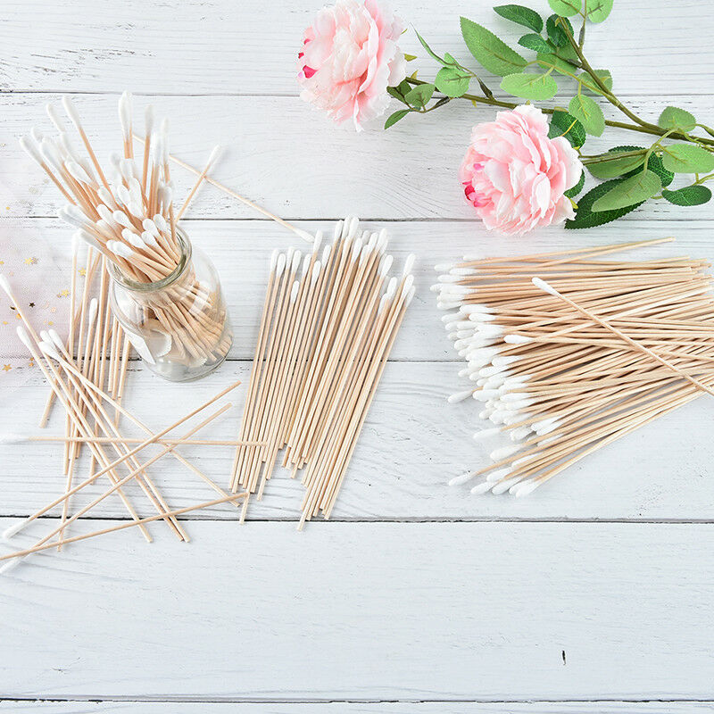 100X medical swabs 6'' long wood handle sturdy cotton applicator swab q-tip Ew