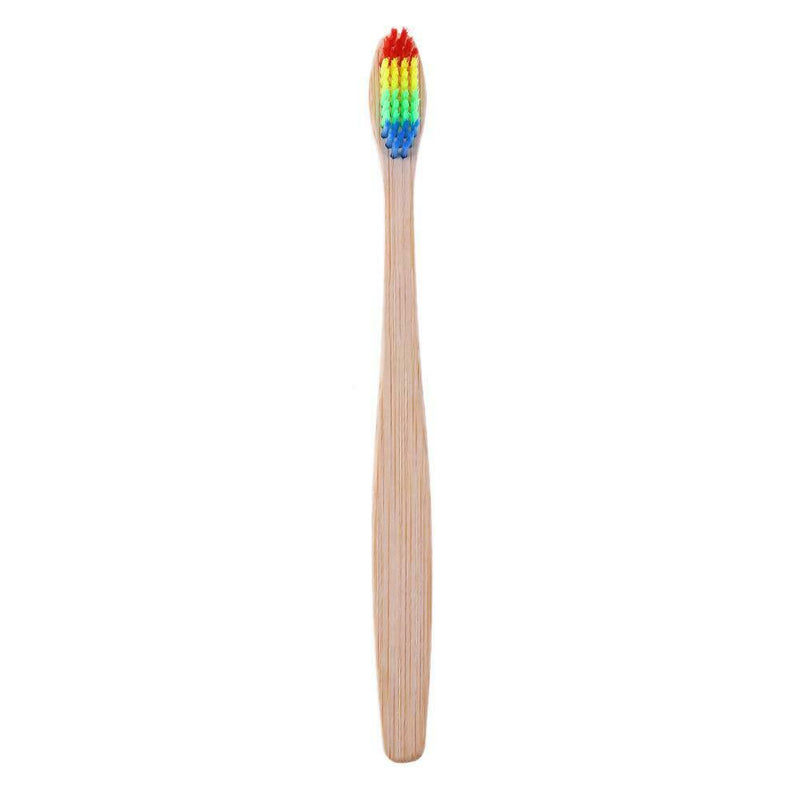 10pcs Soft Rainbow Head Bamboo Toothbrushes Oral Care Teeth Whitening Tools A