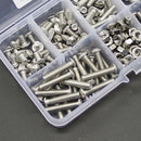 170pcs M4 Stainless Steel Screws Countersunk Head Screw Hexagonal Nuts Set OSU