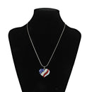 Crystal Diamante LOVE HEART American USA Flag Pendant Patriotic Bib Necklace