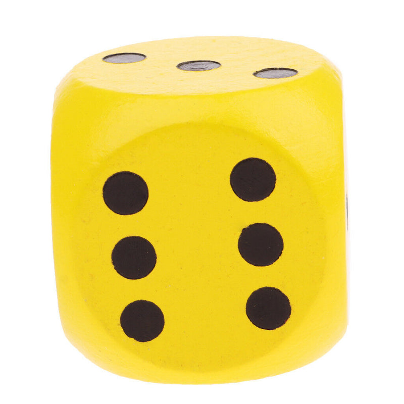 2x Large 5cm Wooden Dice D6 Six Sided Dies for D&D RPG MTG TRPG Red+Yellow