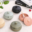 Nordic Ashtray Ceramics Ashtray with Lid for Indoor Outdoor Use Light Blue