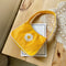 Women Nylon Handbag Flower Portable Totes Girl Travel Shoulder Bag (Yellow) A
