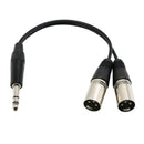 2x 1/4" 6.35mm to 2 Dual XLR Male Cable for Mic Mixer Amplifier Sound Card