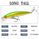 10pcs Lifelike Minnow Baits Tackle Crank Fishing Lures Crankbaits Strong Hooks