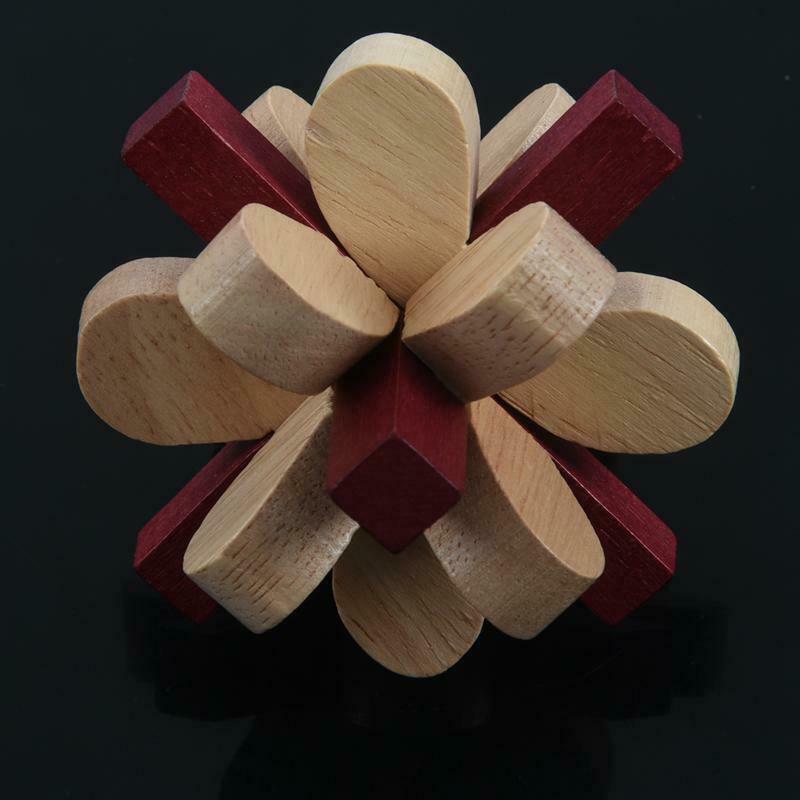 Wooden Double Color Plum Lock Lilac Locks Logic Puzzle Burr Puzzles Brain T Z2P5