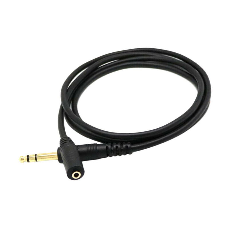 4.9ft Black Durable PVC 6.35mm to 3.5mm Male Female Audio Line Connector