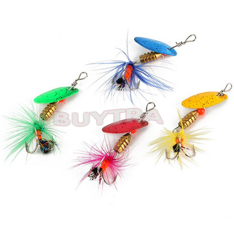 Lot 4pcs Fishing Spinner Spoon Baits Lures Fishing Swim Bait Lure CrankbaitB sp