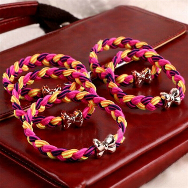 10X Bow Headwear Hair Ties Rope Hairband Elastic Hair Bands Girls AccessoriesJ,a