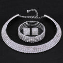 3pcs Women Crystal Wedding Bridal Necklace Earrings Bracelet Jewellery Set Gift