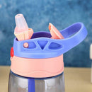 Portable 480mL Plastic Drinking Cup Sport Water Bottle w/Straw (Light Blue)