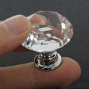10Pcs Crystal Glass Cabinet Knob Diamond Shape 30mm Drawer Cupboard Handle Nw