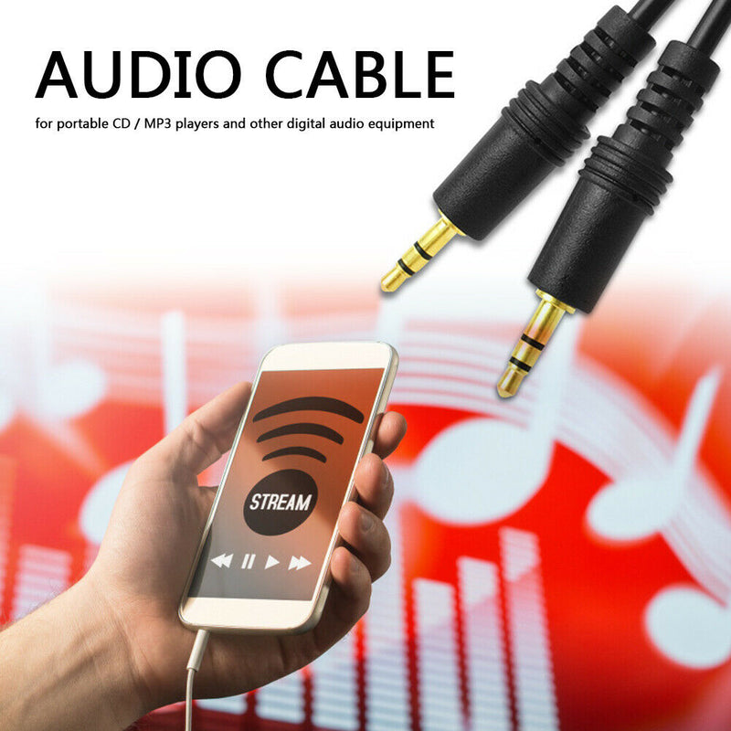 3.5mm AUX Cable Male to Male Audio Cord Line for Speaker Headphones (Black)