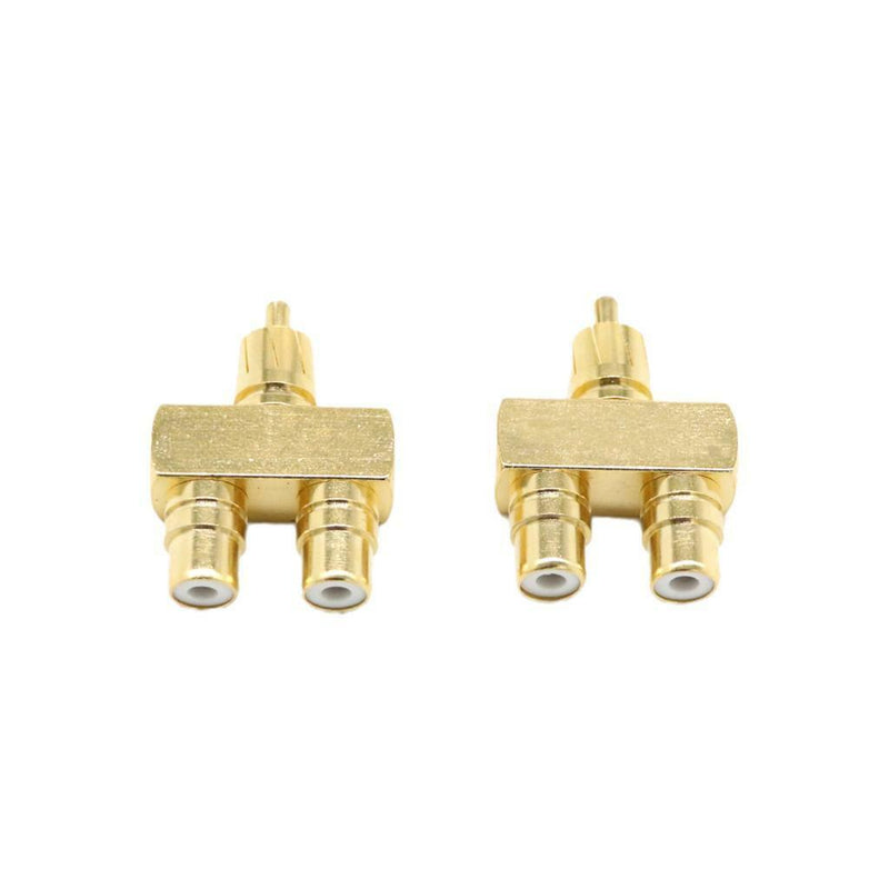 2pieces RCA AV Audio Y Splitter Plug Adapter 1 Male to 2 Female
