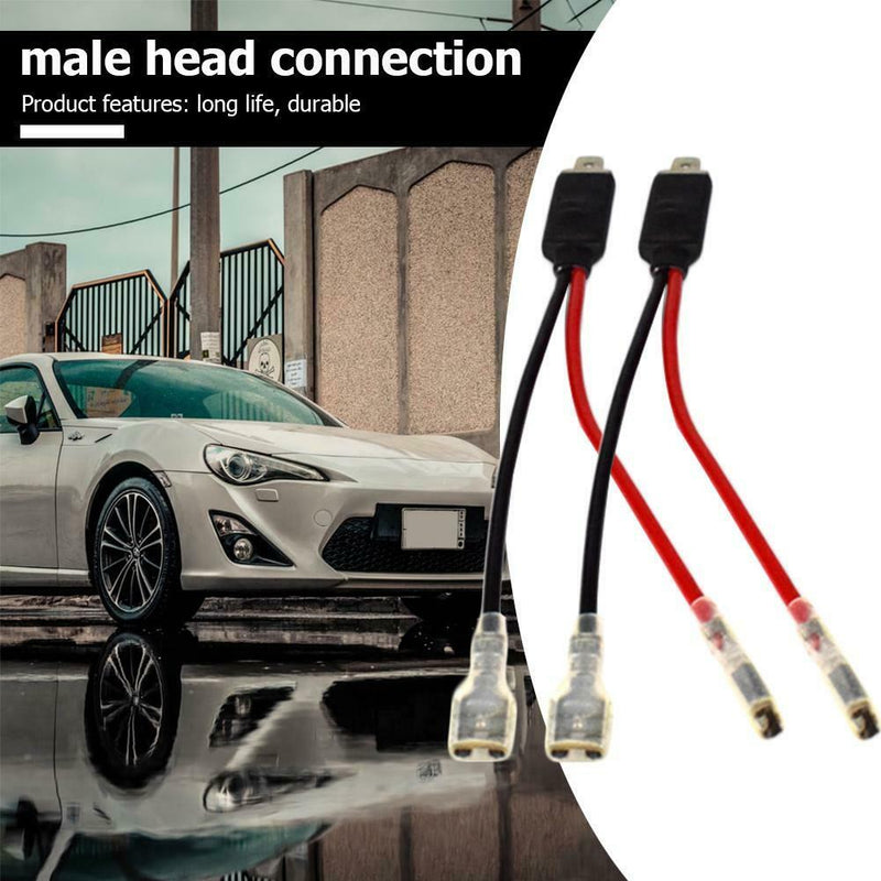2x H1 LED Headlight Wiring Harness Male Plug Single Diode Converter Cables
