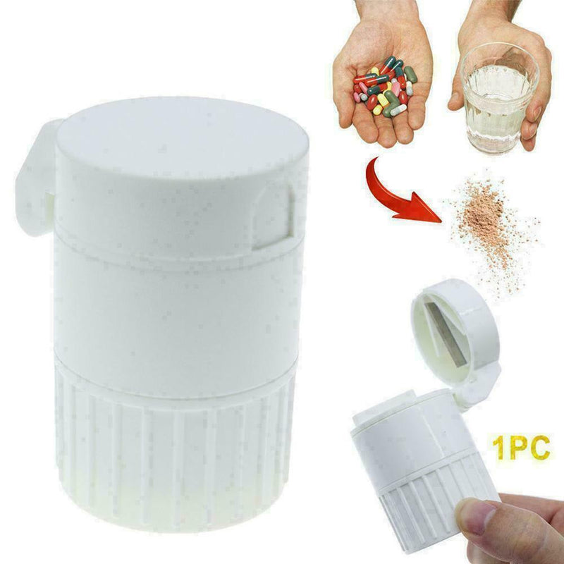 Pill Cutter Crusher Grinder splitter Powder Medicine Storage Box White T6M0 J8R3