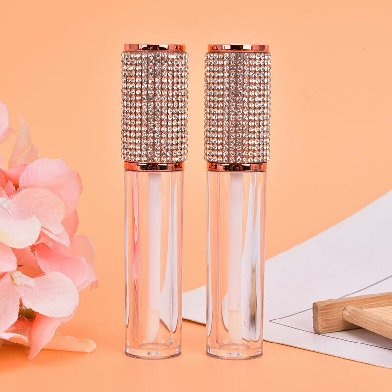 Crystal Rhinestone Lip Gloss Tubes Bulk with Wand Empty Lipstick Bottles 5ML Hn