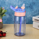 Portable 480mL Plastic Drinking Cup Sport Water Bottle w/Straw (Light Blue)