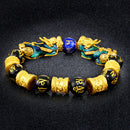Pixiu Lucky Amulet Bracelet Wristband Jewelry Shining Crystal with Golden-plated