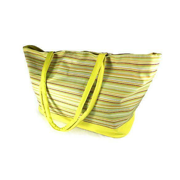 Fashion Women Canvas Striped Shopping Handbag Shoulder Bag Tote Yellow #gib