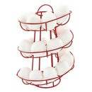 Iron Spiral Egg Holder Roller Rack Organizer Dispenser Keeper 24 Eggs Red