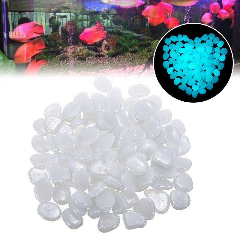 100pcs Glow in the Dark Stones Pebble Gardening Aquarium Landscaping Decor Set