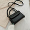 Women Leather Pure Shoulder Handbags Flap Crossbody Messenger Bags (Black)