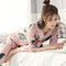Women Autumn V-neck print 2-pcs Pajama Sets Floral Long Sleeve Sleep Wear C F2E9