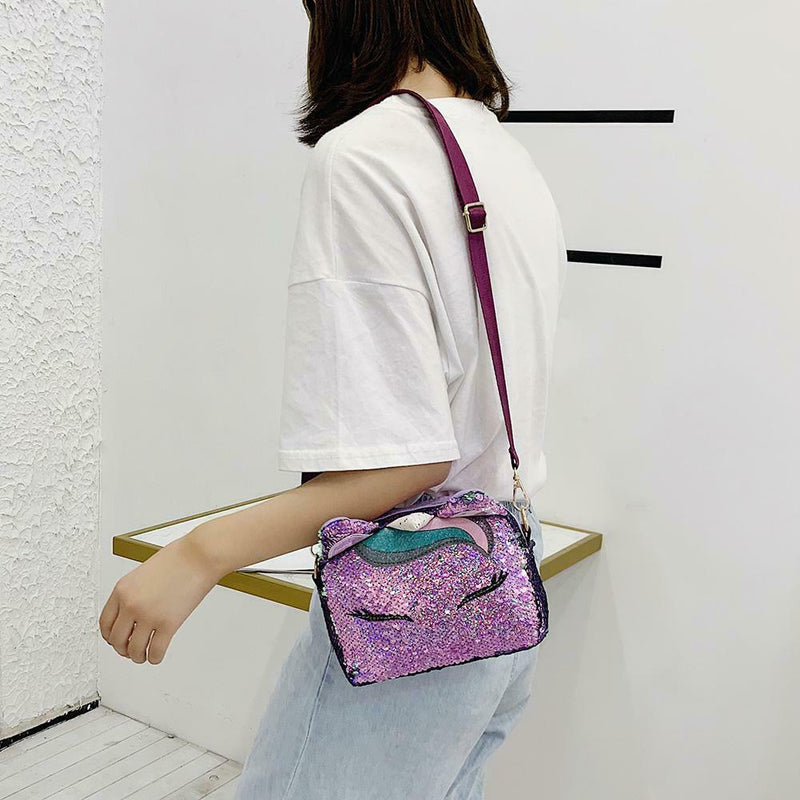 Sequins Animal Shaped Shoulder Handbags Women Small Crossbody Bags (Purple)