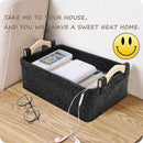Nordic Black Felt Cloth Desktop Storage Basket with Handles Simple Home Sun V4T5