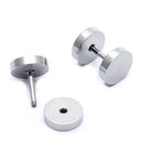 Pair Men's Titanium Steel Barbell Stud Earrings Gothic 8mm B1I1