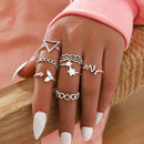 7pcs Daily Geometric Love Hollow Charm Knuckle Ring for Women Jewelry Gift