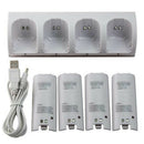 4-Port Charger Dock Charging Station + 4pcs 2800mAh Batteries + USB Cable for
