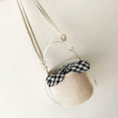 Straw Woven Shoulder Messenger Handbags Women Crossbody Bucket Bags (Beige) A