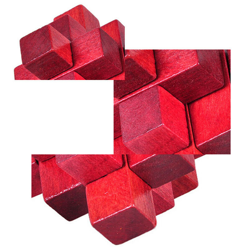 Wooden Red Nine Pass Lock Logic Puzzle Burr Puzzles Brain Teaser Intellectu A8G7