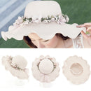 Women Ladies Summer Sun Beach Hat Outdoor Sun Hat with Flowers Elegant 3c