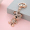 Shining Women Cute Tiger Elegant Rhinestones Keychain Rings Car Bag Pendant