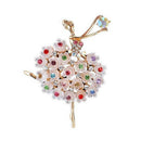 Luxury Crystal Brooch Ballerinas Dancer Breastpin Colorful Flower Alloy PlatP2Z3