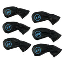 6Pcs/Set Golf Iron Headcovers PU Leather Case Protector for 50-60 Degree(Black)